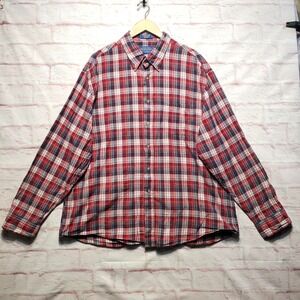 Pendleton‎ Oceanside Shirt Mens 2XL Red Plaid Cotton Button Down Soft